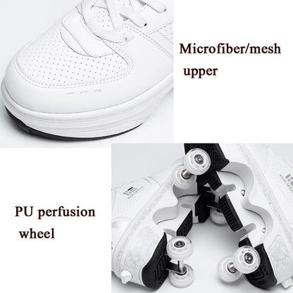 37 Double Row Deformation Rune Roller Skates - Dual Purpose - High-Top With Light (White)