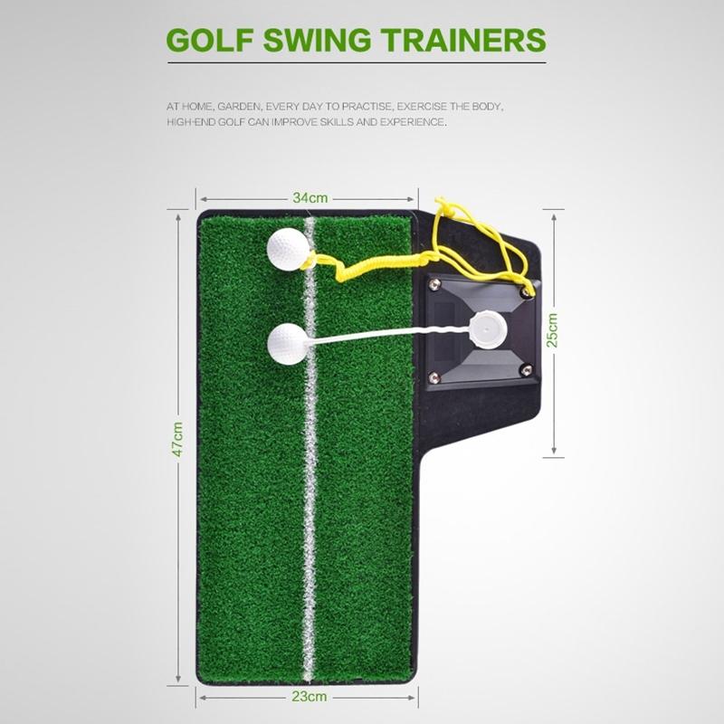 Portable Golf Putting Mat with Push Rod Trainer - 48x23cm - Black