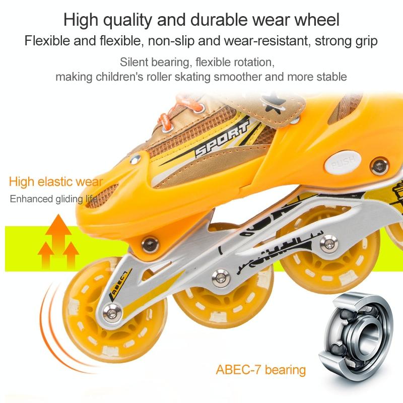 Adjustable Kids Roller Skates Set - Single Flash Wheels - Size s - Pink