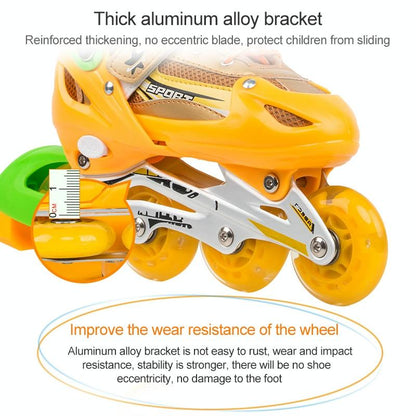 Adjustable Kids Roller Skates Set - Single Flash Wheels - Size s - Pink