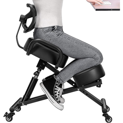 Braneit™ Ergonomic Kneeling Chair – Adjustable Posture Seat with Backrest & Casters