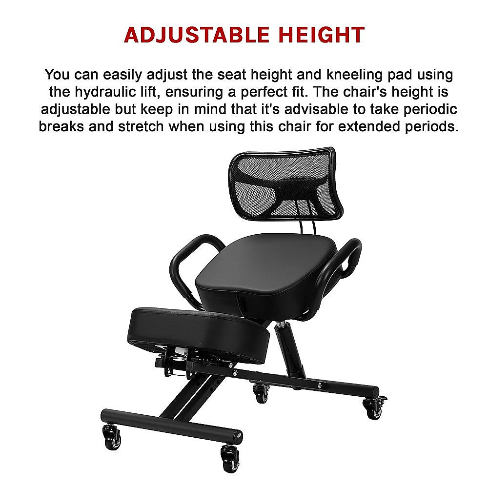 Braneit™ Ergonomic Kneeling Chair – Adjustable Posture Seat with Backrest & Casters