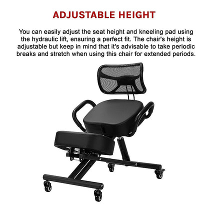 Braneit™ Ergonomic Kneeling Chair – Adjustable Posture Seat with Backrest & Casters