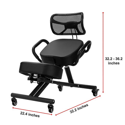 Braneit™ Ergonomic Kneeling Chair – Adjustable Posture Seat with Backrest & Casters