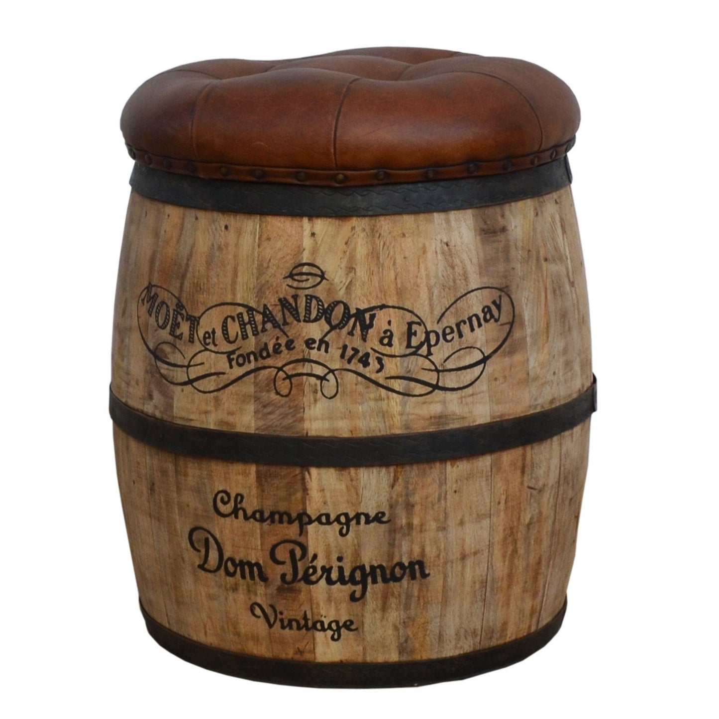 CYCLINDRICAL MOET CHANDON LEATHER OTTOMAN