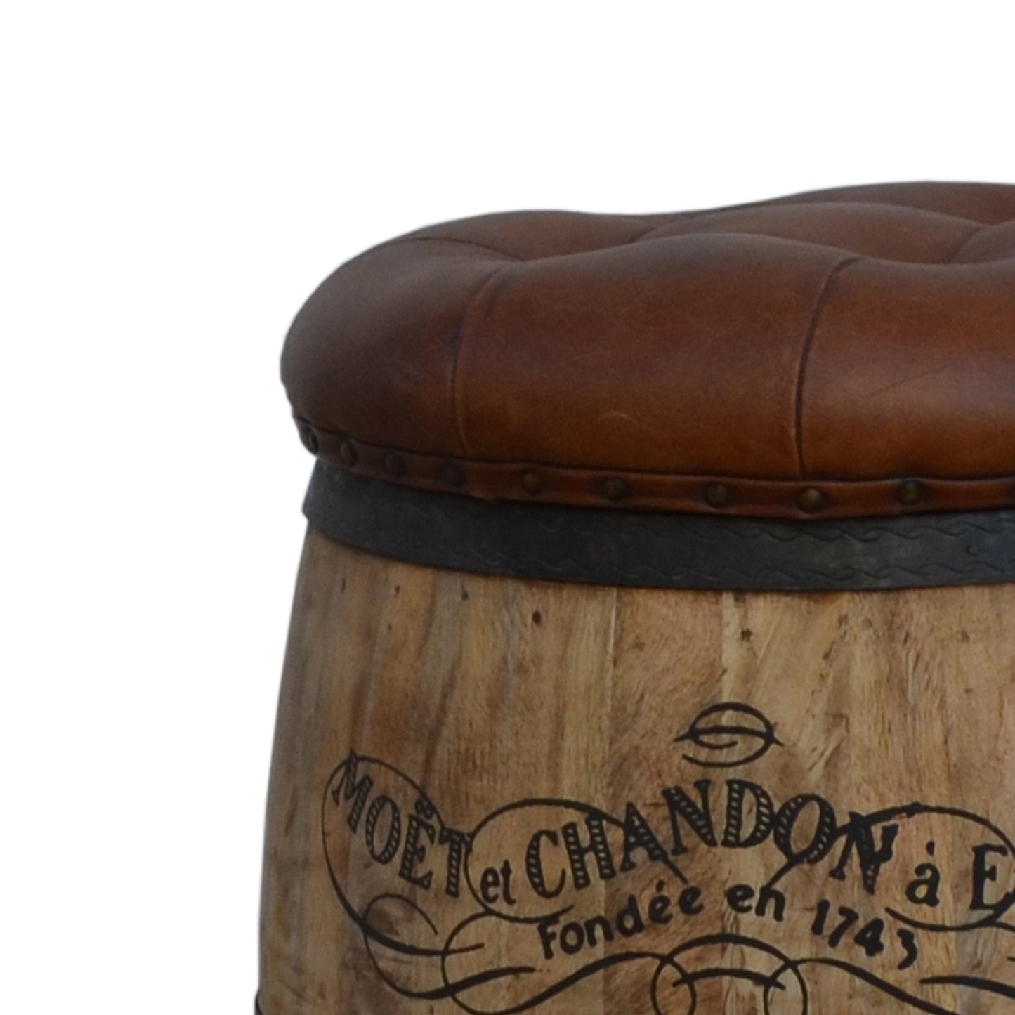 CYCLINDRICAL MOET CHANDON LEATHER OTTOMAN