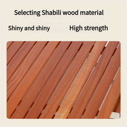 Portable Solid Wood Folding Camping Table - Sapele Roll-Up Picnic and BBQ Dining Table 120*60*43.5cm