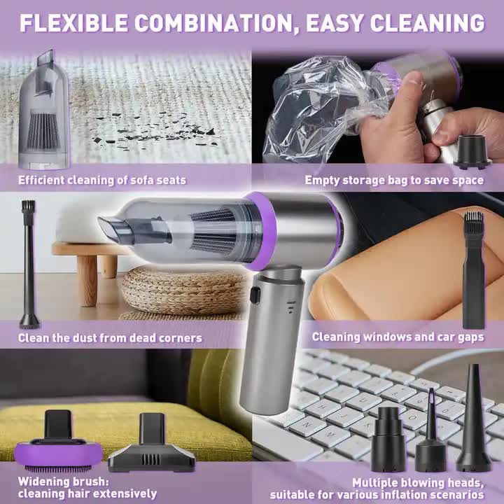 Braneit™ Portable Handheld Vacuum Cleaner Rechargeable Silver Purple