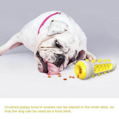 Yellow Dog Squeaky Toys For Aggressive Chewers, Tough Toothbrush Dog Chew Toy, Nearly Indestructible Rubber Toys For Pet Training, Teeth Cleaning, Playing And Chewing For Medium & Large Breeds