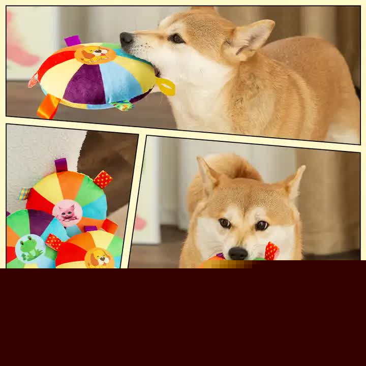 3 pcs dog pattem Plush Dog Chew Toy with Sound | Interactive Frisbee for Teeth Grinding & Play | Durable Non-Toxic Pet Toy
