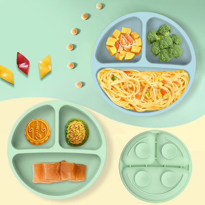 Blue 096# Silicone Baby Feeding Set - Suction Plate, Bib, Cup & Utensils | BPA-Free Baby Tableware
