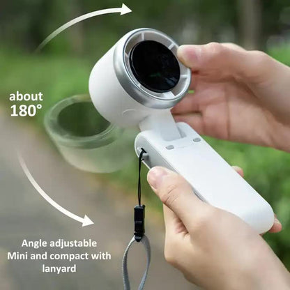 White Portable Handheld Mini Fan - USB Rechargeable Desktop Fan for Outdoor and Indoor Use