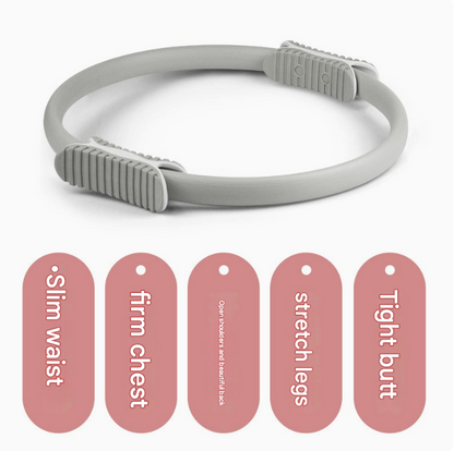 2 PCS Grey 38cm Pilates Ring Circle with Comfort Foam Handles for Core & Muscle Toning