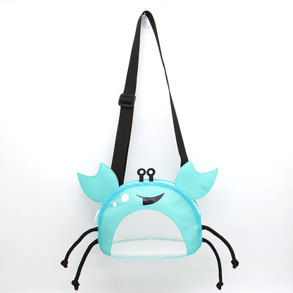3 PCS Blue Cute Crab Mesh Beach Bag for Kids - Shell Collecting Sand Toy Bag for Toddlers