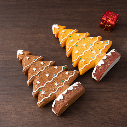 Yellow Charming Gingerbread Christmas Tree Figurine - Festive Resin Holiday Table Decor Ornament