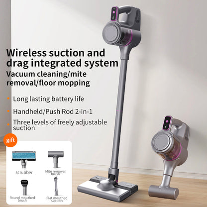 3-in-1 Wireless Vacuum Cleaner & Mop - Handheld/Stick, 3 Suction Levels, Mite Removal(grey)