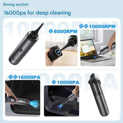 Portable Cordless Handheld Vacuum Cleaner - 16000Pa Suction, 3x2000mAh Battery, Multiple Attachments(Black and yellow)