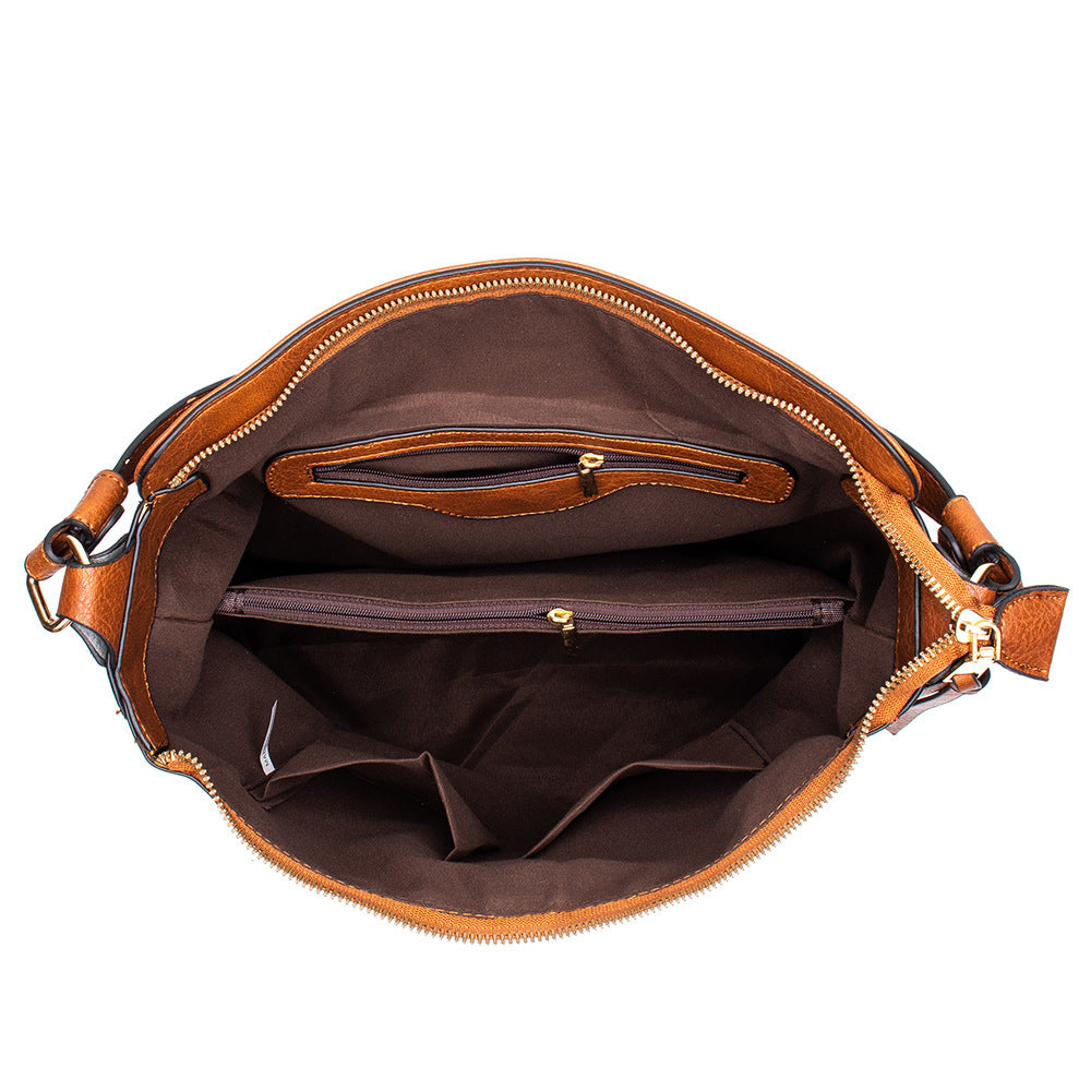 Black Womens Soft PU Leather Hobo Bag - Large Casual Tote Handbag with Adjustable Crossbody Strap