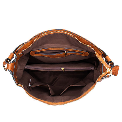 Coffee Womens Soft PU Leather Hobo Bag - Large Casual Tote Handbag with Adjustable Crossbody Strap
