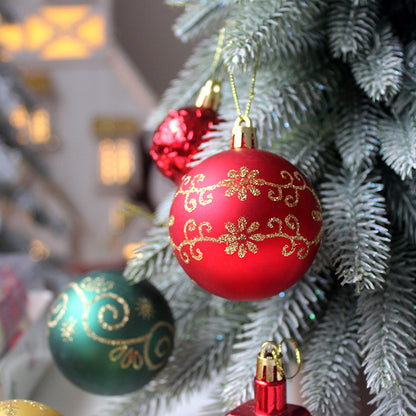 Boot Cut 72-Piece Christmas Bauble Set - Hand-Painted House and Round Ornaments