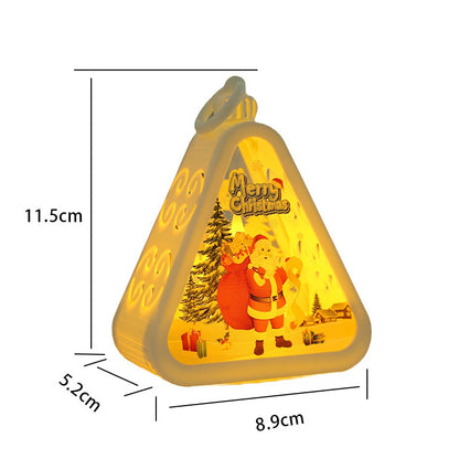 White Christmas tree Charming Christmas Scene Mini Lanterns (Set of 3) - Battery Operated LED Lights for a Cozy Holiday Glow