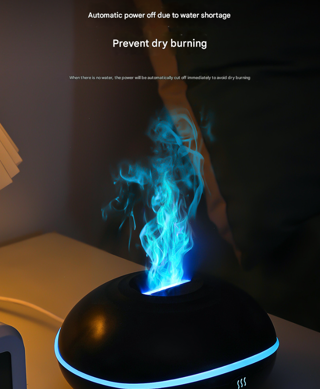 Crack color Mini USB Aromatherapy Diffuser with Flame Projection - Portable Humidifier for Home and Car Use