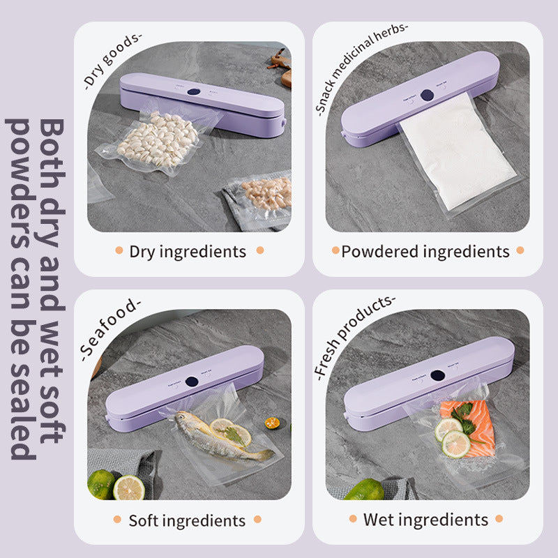 Wireless Portable Vacuum Sealing Machine - Automatic Food Sealer with LCD Display & Dual Modes(Purple)