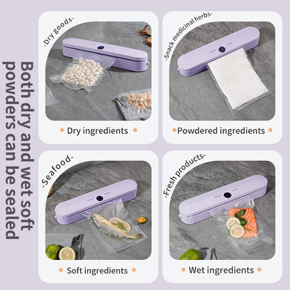 Wireless Portable Vacuum Sealing Machine - Automatic Food Sealer with LCD Display & Dual Modes(Purple)