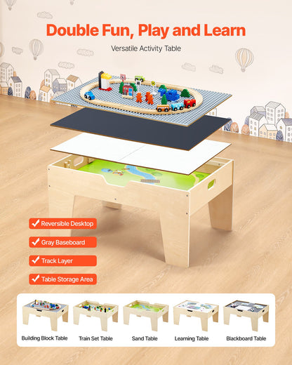 VEVOR Multi-Purpose Activity Play Table 290 Building Bricks & 30 PCS Accessories