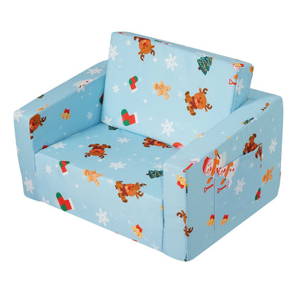 VEVOR Baby Chair Foldable 2-in-1 Baby Lounger Couch Cartoon Kids Sofa Pink