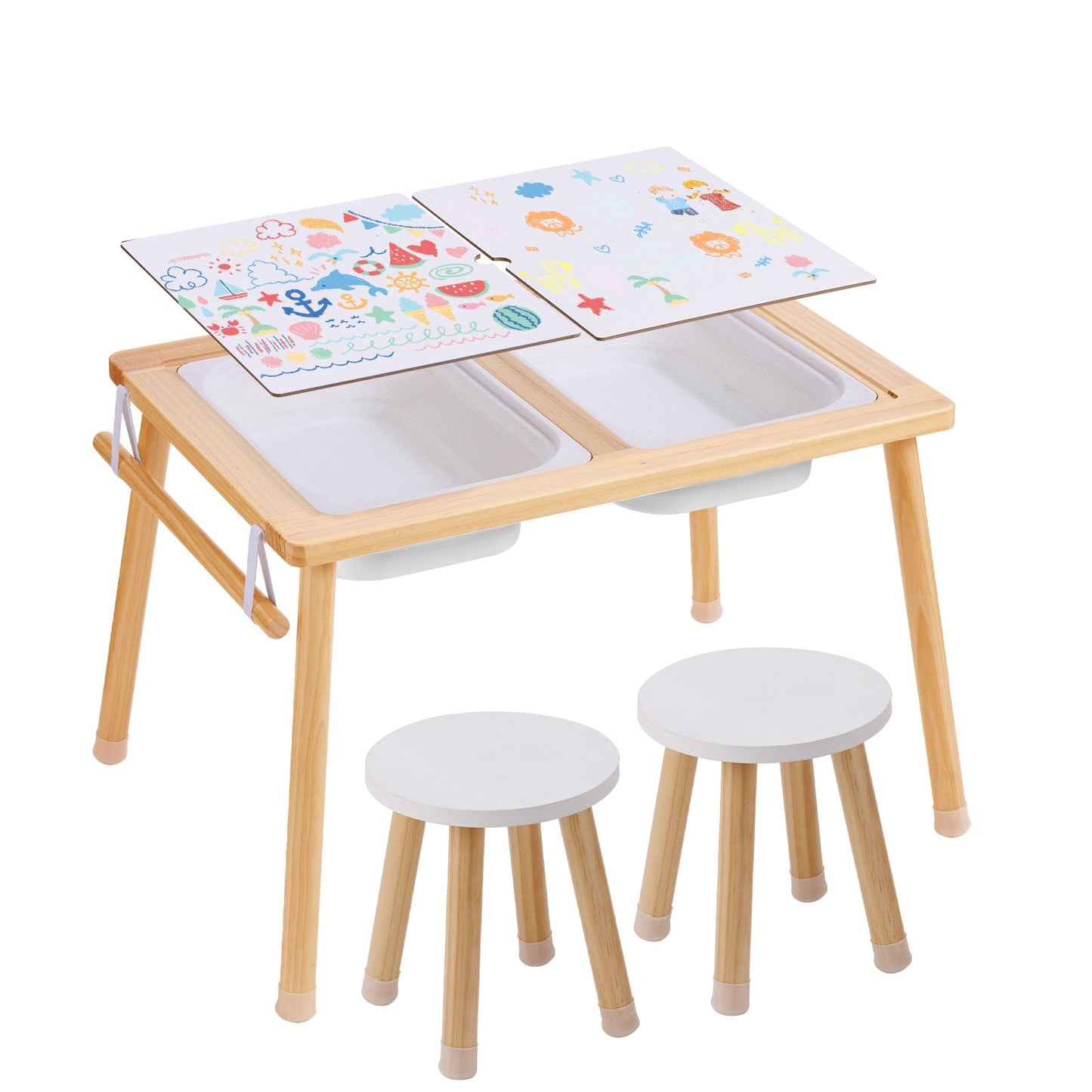 VEVOR Kids Sensory Table & Chair Set Sand Water Play Table with 2 Storage Bins
