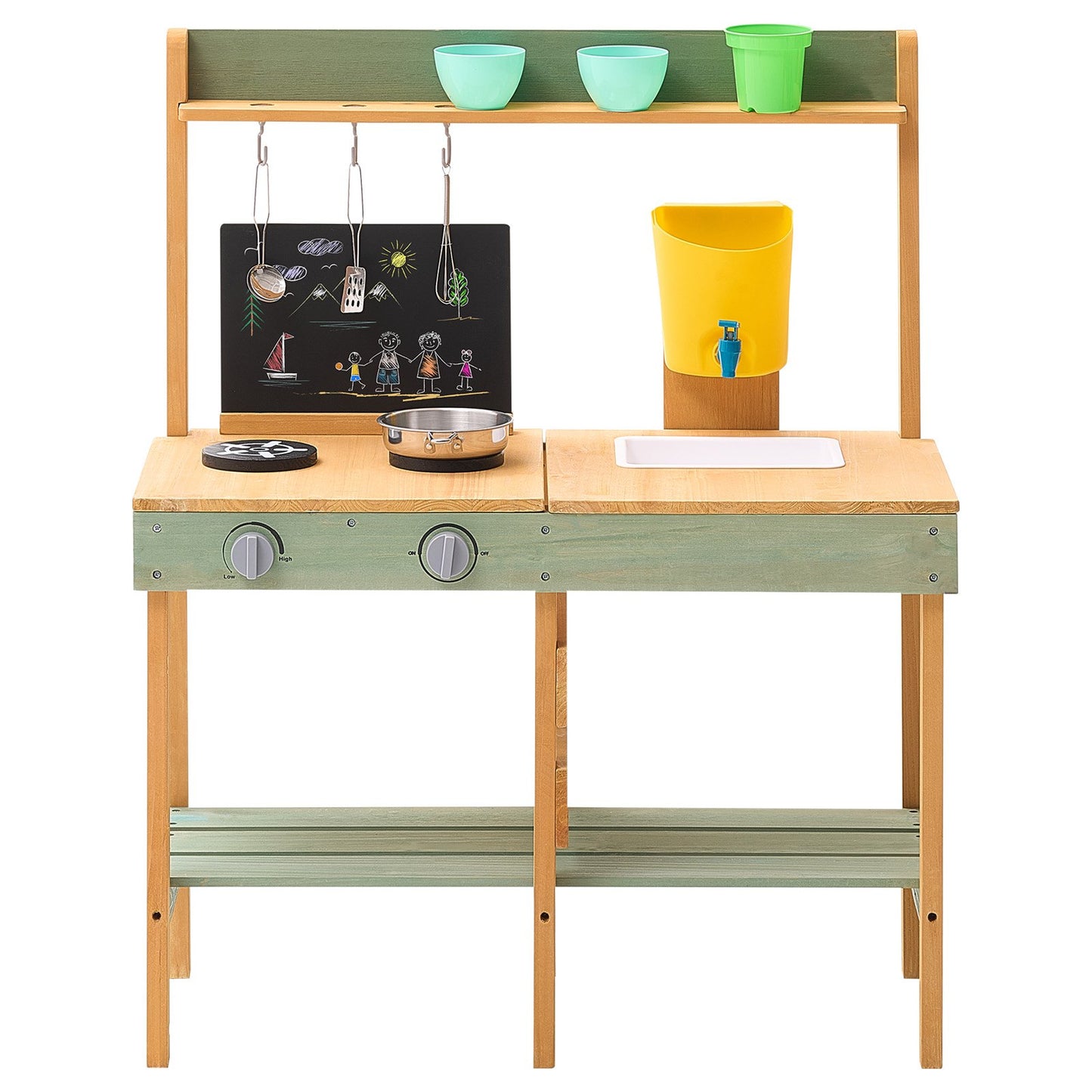 VEVOR Wooden Mud Kitchen Outdoor Toy Play Kitchen Set for Kids Pretend Playset