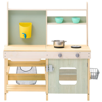 VEVOR Wooden Mud Kitchen Outdoor Toy Play Kitchen Set for Kids Pretend Playset