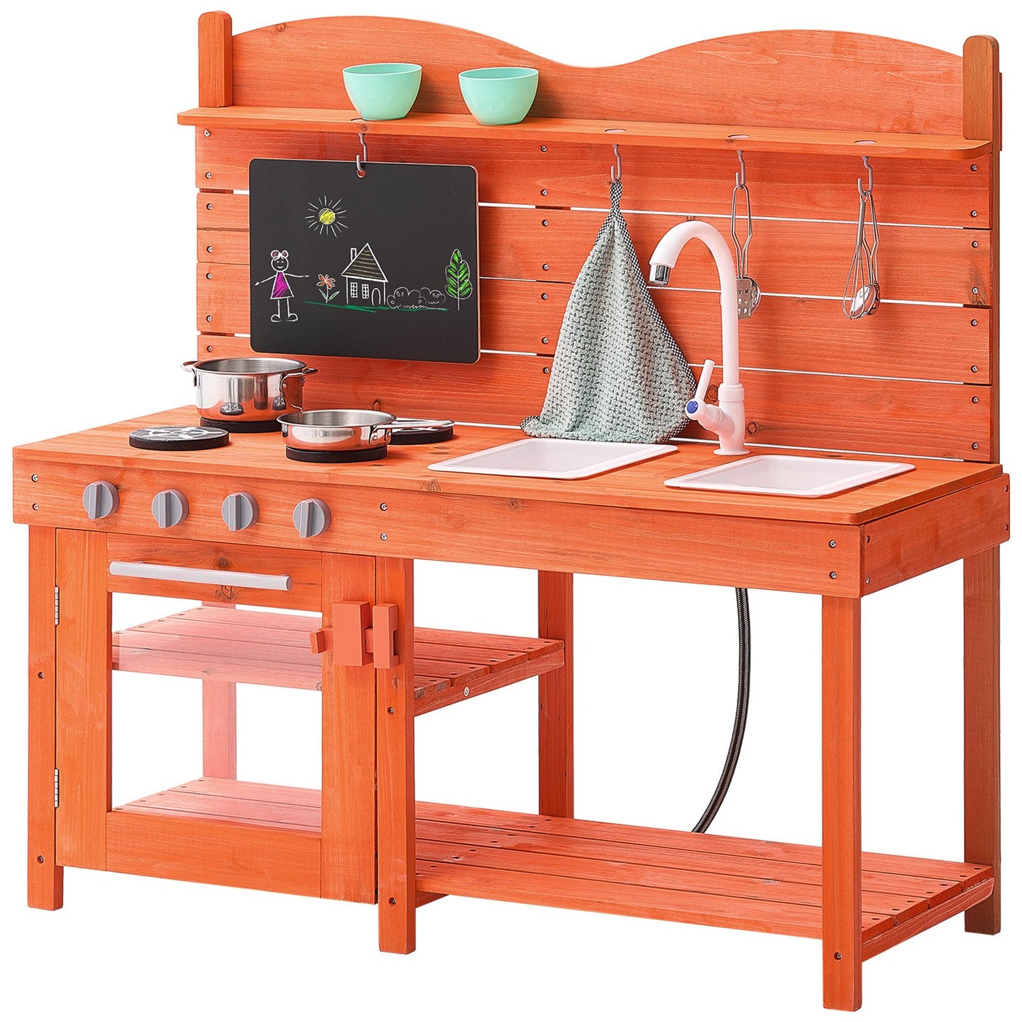 VEVOR Wooden Mud Kitchen Outdoor Toy Play Kitchen Set for Kids Pretend Playset