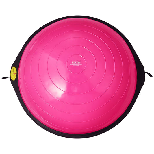 VEVOR Half Exercise Ball Trainer, 26 inch Balance Ball Trainer, 1500lbs Capacity Stability Ball, Yoga Ball with Resistance Bands & Foot Pump, Strength Fitness Ball for Home Gym Full Body Workout, Pink