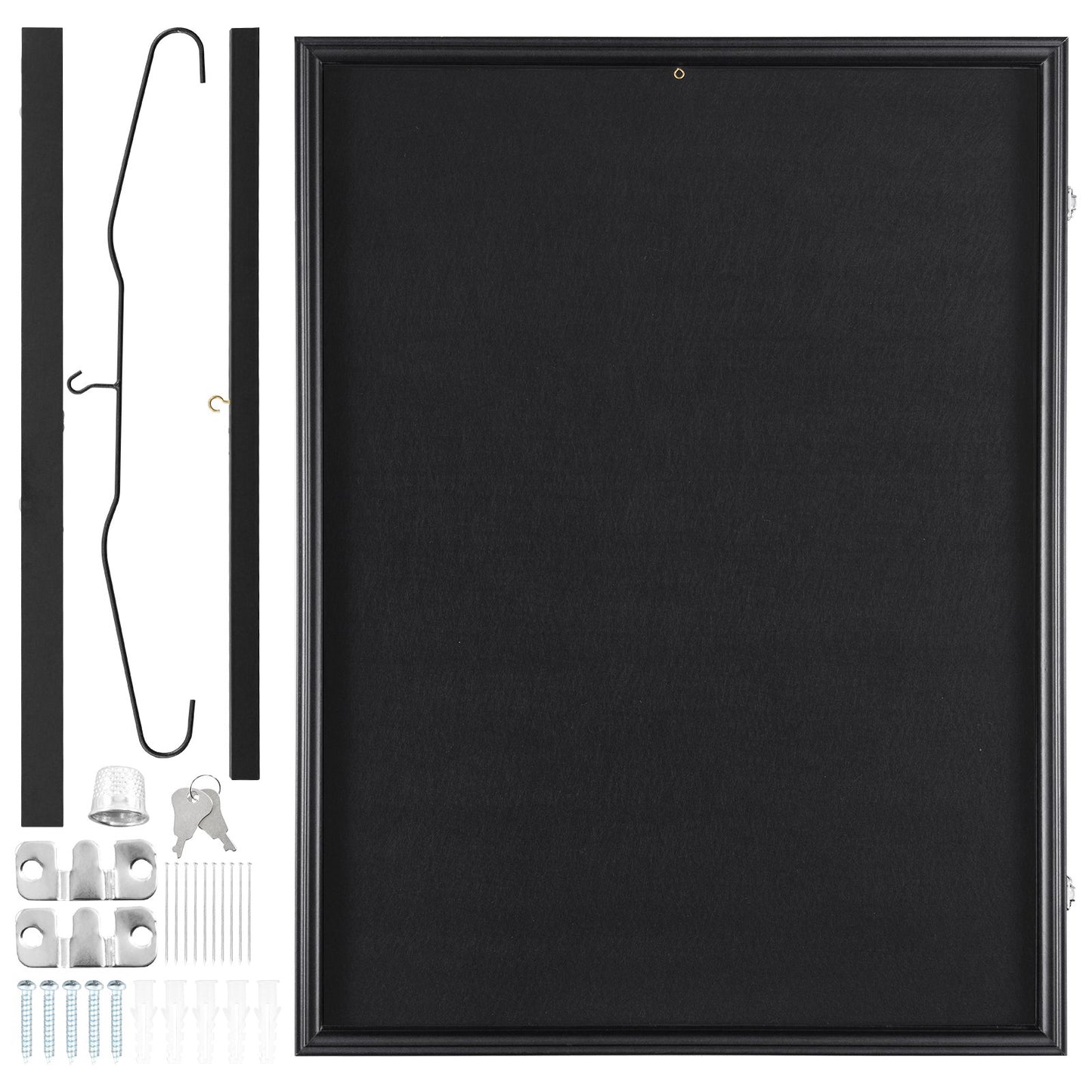 VEVOR Jersey Display Frame Case, 610 x 812 x 40 mm, Large Lockable Sport Jersey Shadow Box with 98% UV Protection PC Glass and Hangers, for Baseball Basketball Football Hockey Shirt and Uniform, Black