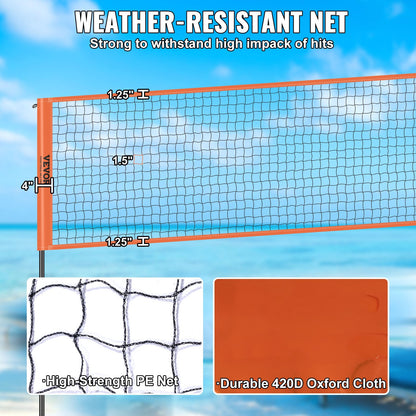 VEVOR 4-Way Volleyball Net, Adjustable Height Badminton Net Set for Backyard Beach Lawn, Outdoor Portable Volleyball Net with Carrying Bag, 4 Square Quick Assemble Game Set For Kids And Adults