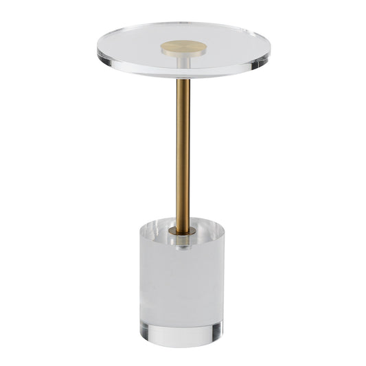 VEVOR Clear Acrylic End Table, Acrylic Side Table with a Solid Base, 11.9 x 11.9 inch Round Tabletop, 21.4 inch High, for Coffee, Drink, Food, Snack used in Living Room, Bedroom, and Study