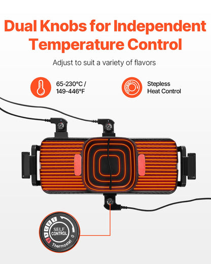 VEVOR Hot Pot with Grill 2300W 2-in-1 Electric Smokeless BBQ with Removable Pot