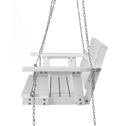Gardeon 3-Seater Porch Swing Chair – White Wooden Outdoor Bench with Hanging Chain