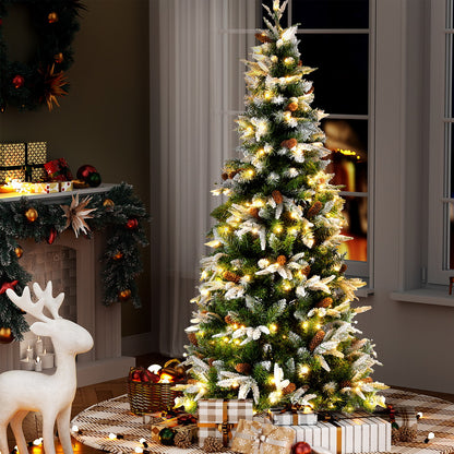 Jingle Jollys Christmas Tree 190cm Pine Cones LED Flocking Xmas Tree 680 Tips